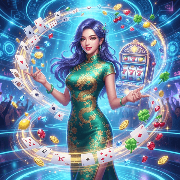 Vibrant underwater fish arcade game with golden rewards